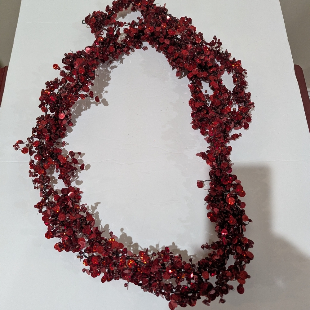 Two Piece Burgundy Artificial Dogwood Glitter Garland. 4 Ft